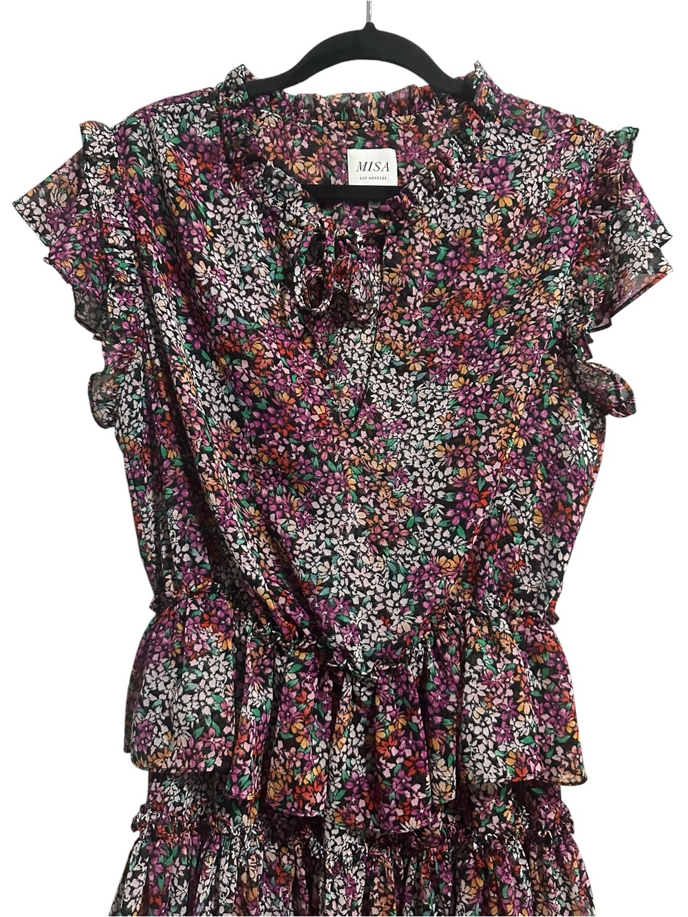Misa Los Angeles Purple Floral Ruffle Mini Dress size M - Picture 6 of 10